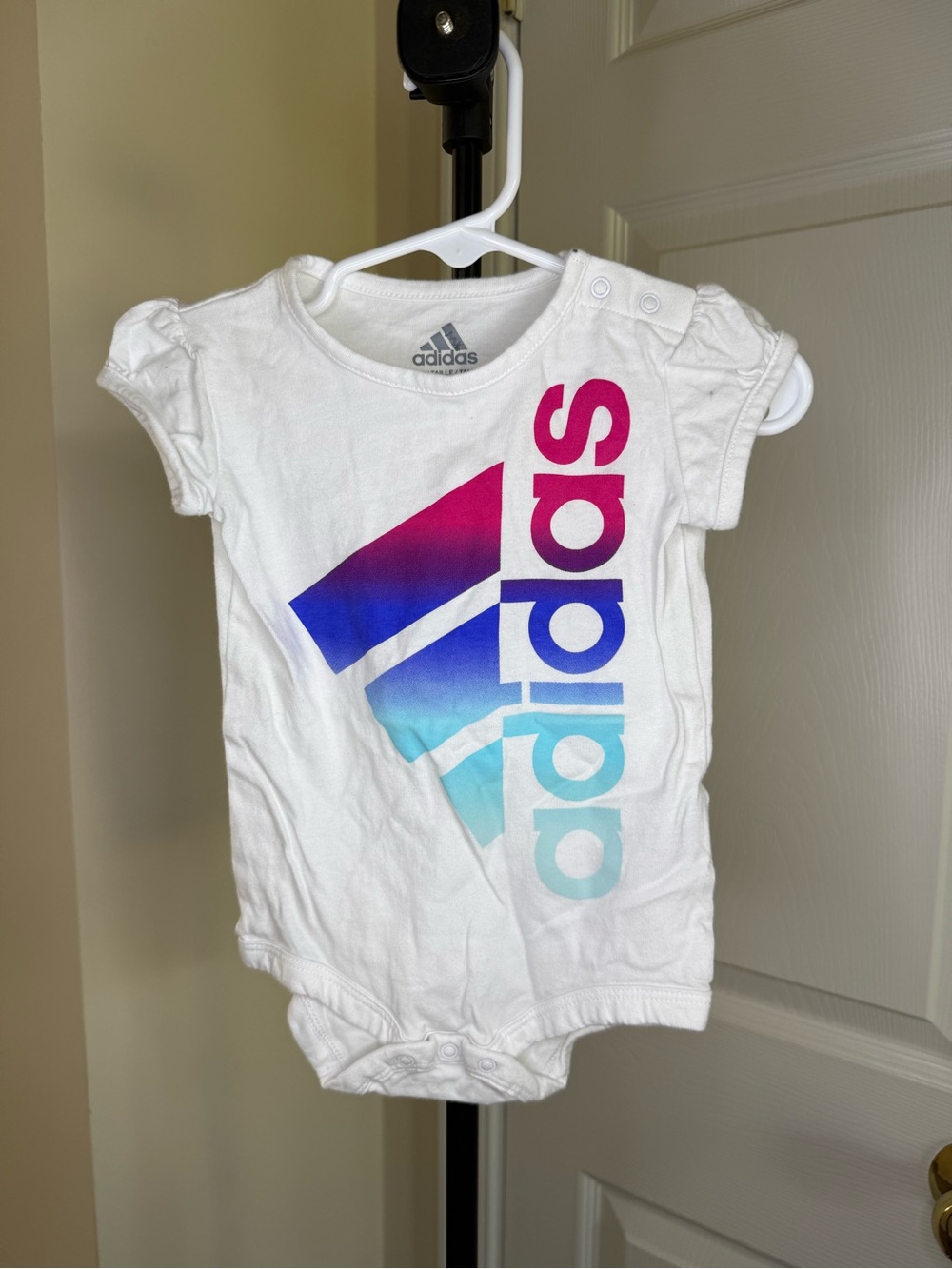 adidas White Bodysuit with Pink Logo Detail